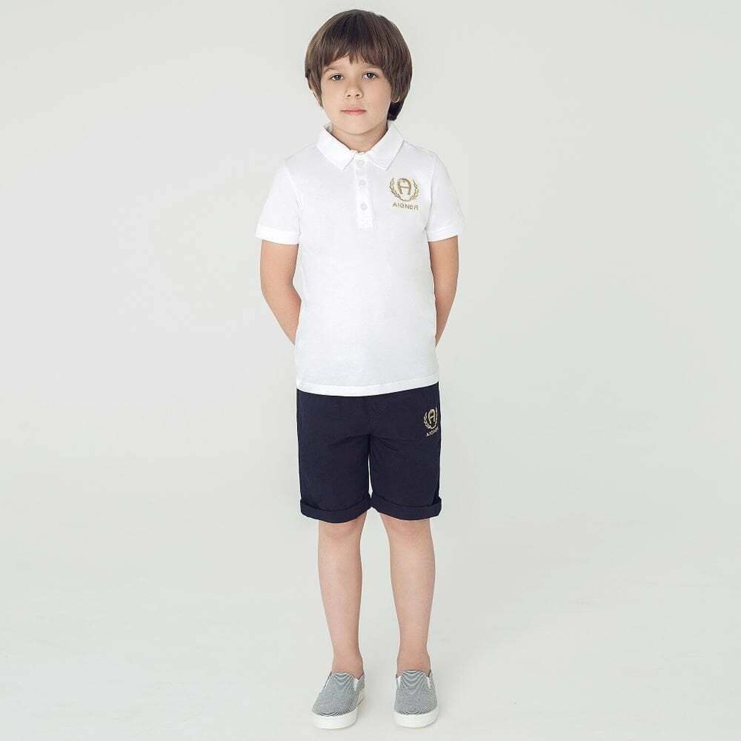 Boys White Logo Polo Shirt , 2, hi-res image number null