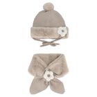 Younger Girls Grey Faux Fur Hat & Scarf Set, 1, hi-res