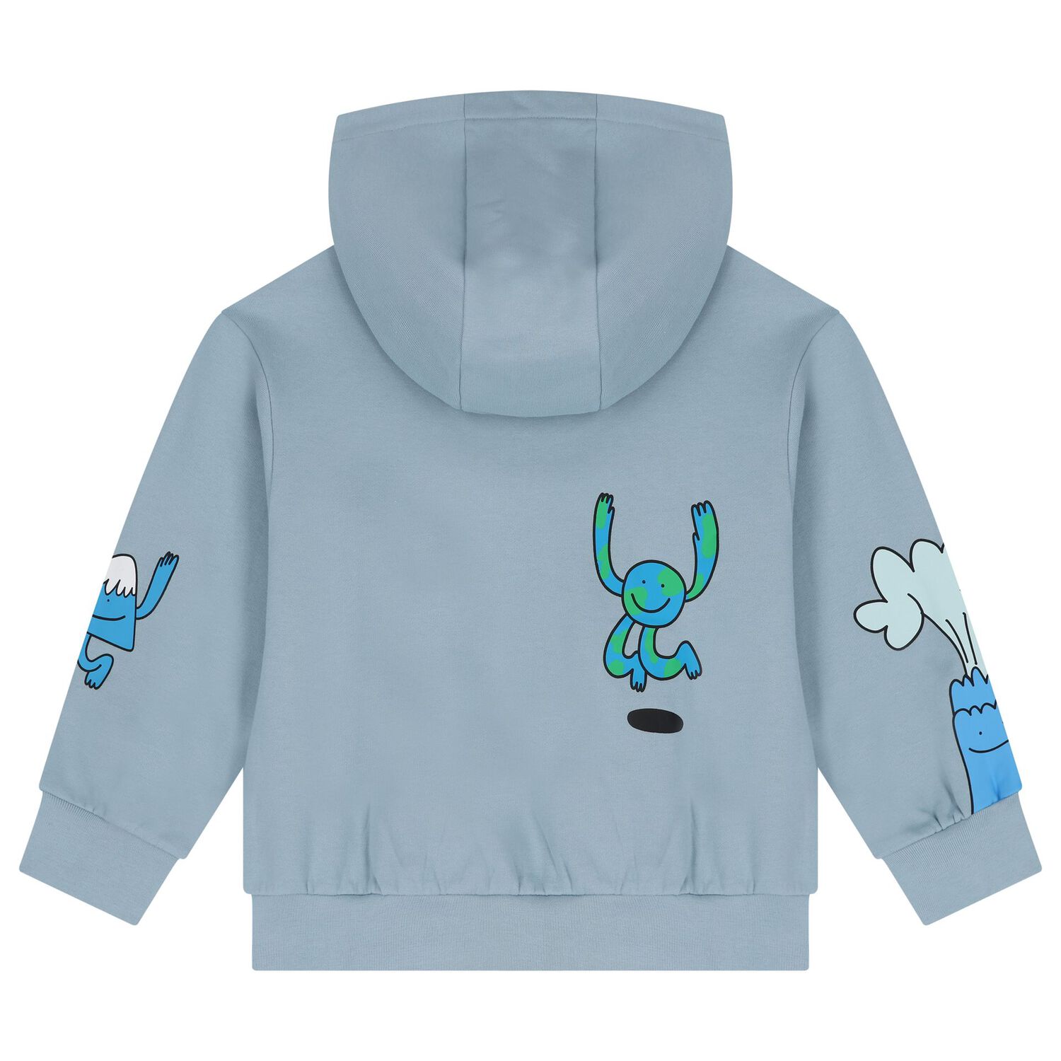 Boys Blue Hooded Zip Up Top, 1, hi-res
