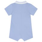 Baby Boys Blue Logo Romper, 1, hi-res