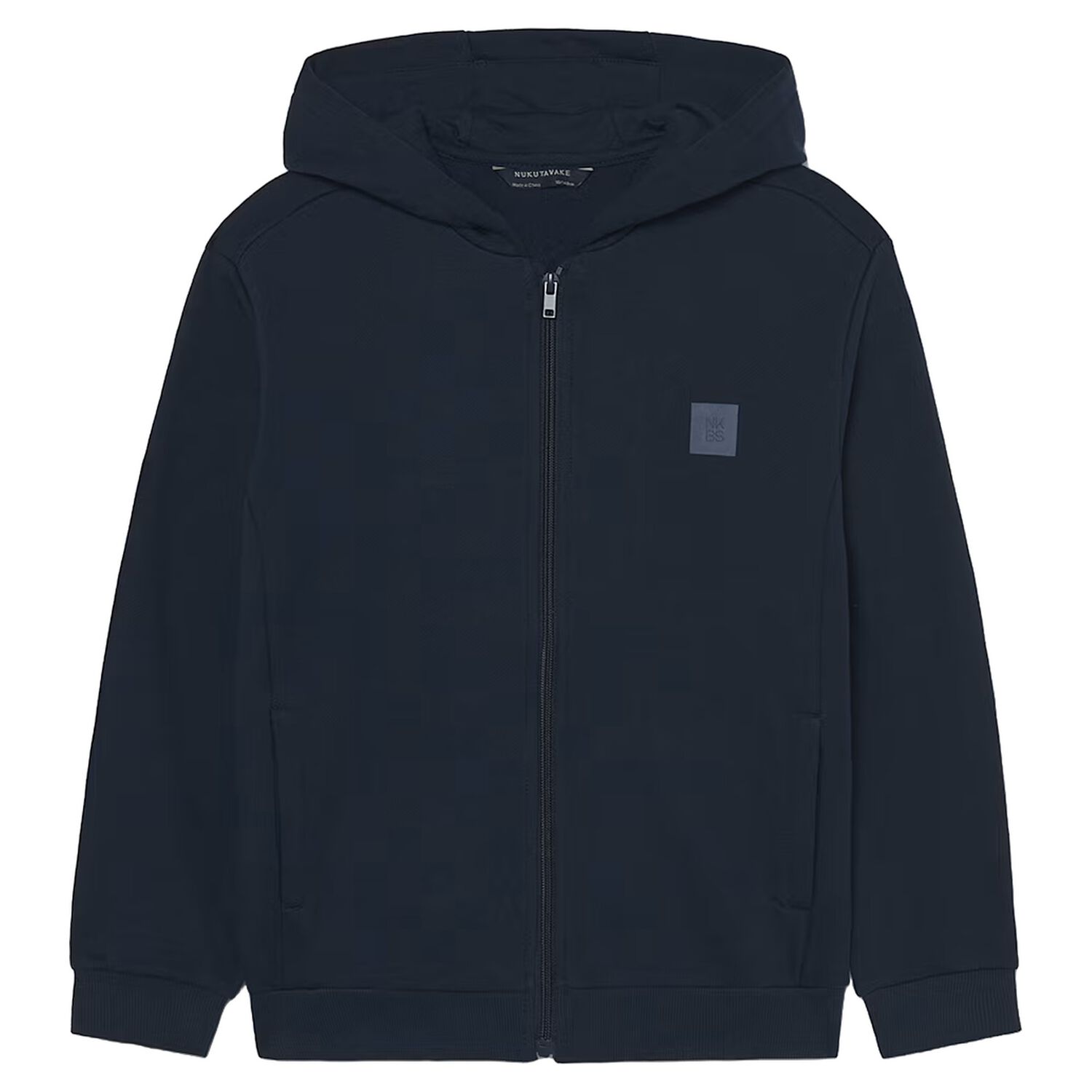 Boys Navy Blue Hooded Zip Up Top, 1, hi-res