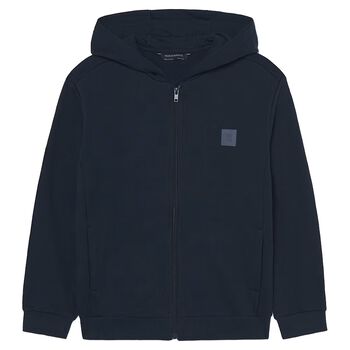 Boys Navy Blue Hooded Zip Up Top