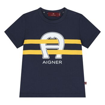 Younger Boys Navy Blue Logo T-Shirt