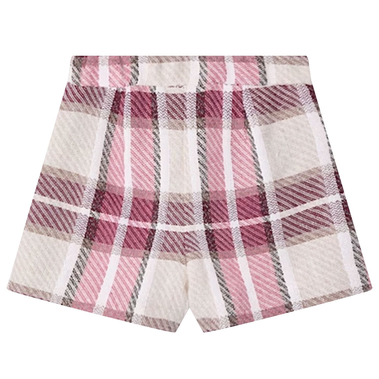 Girls Ivory & Pink Check Shorts, 1, hi-res image number null