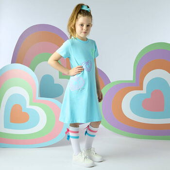 Girls White Cotton Socks With Pink & Blue Bows