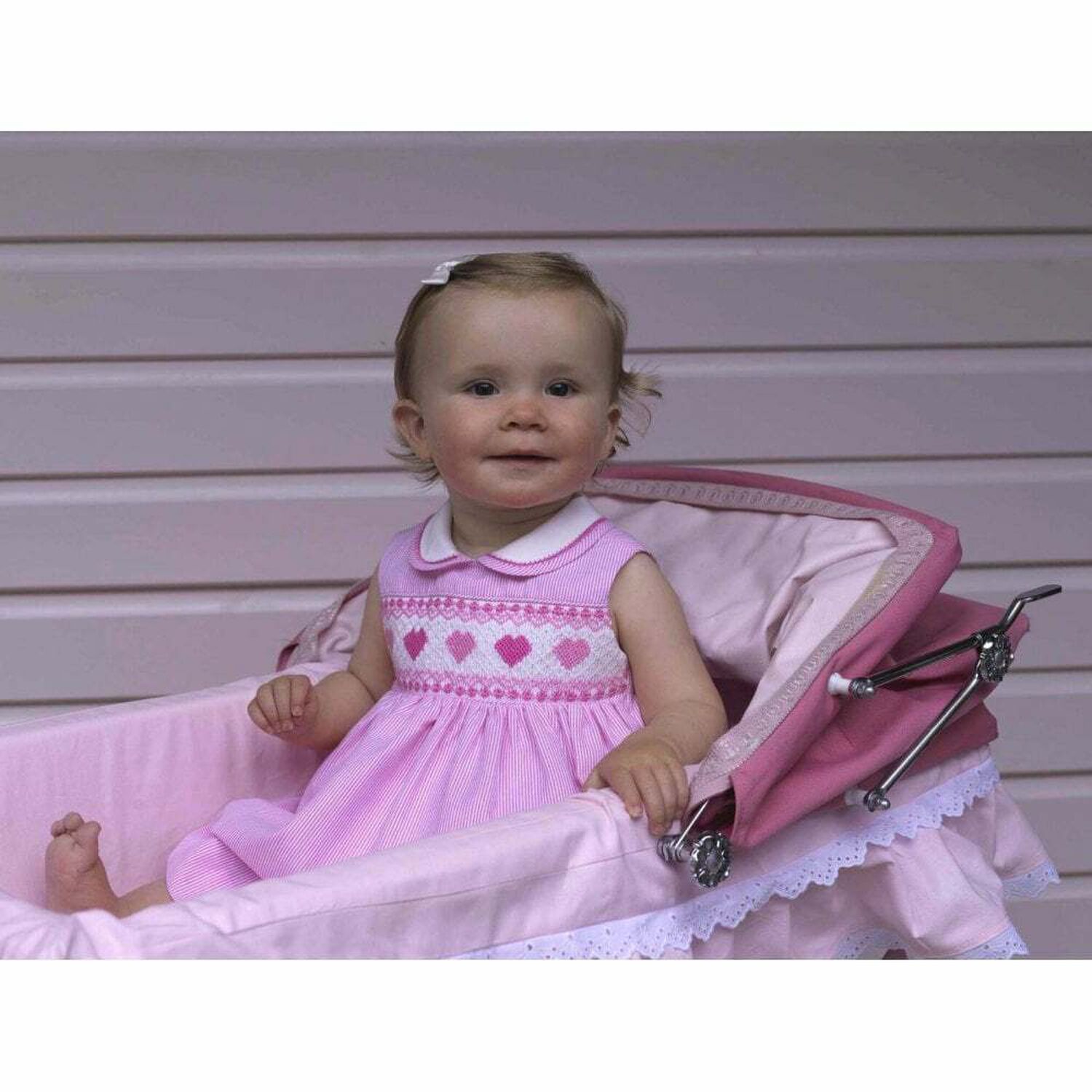 Younger Girls Pink & White Dress Set, 1, hi-res