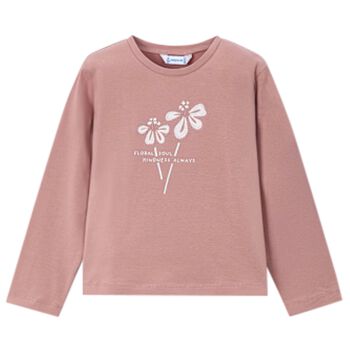 Girls Pink Flower Long Sleeve Top