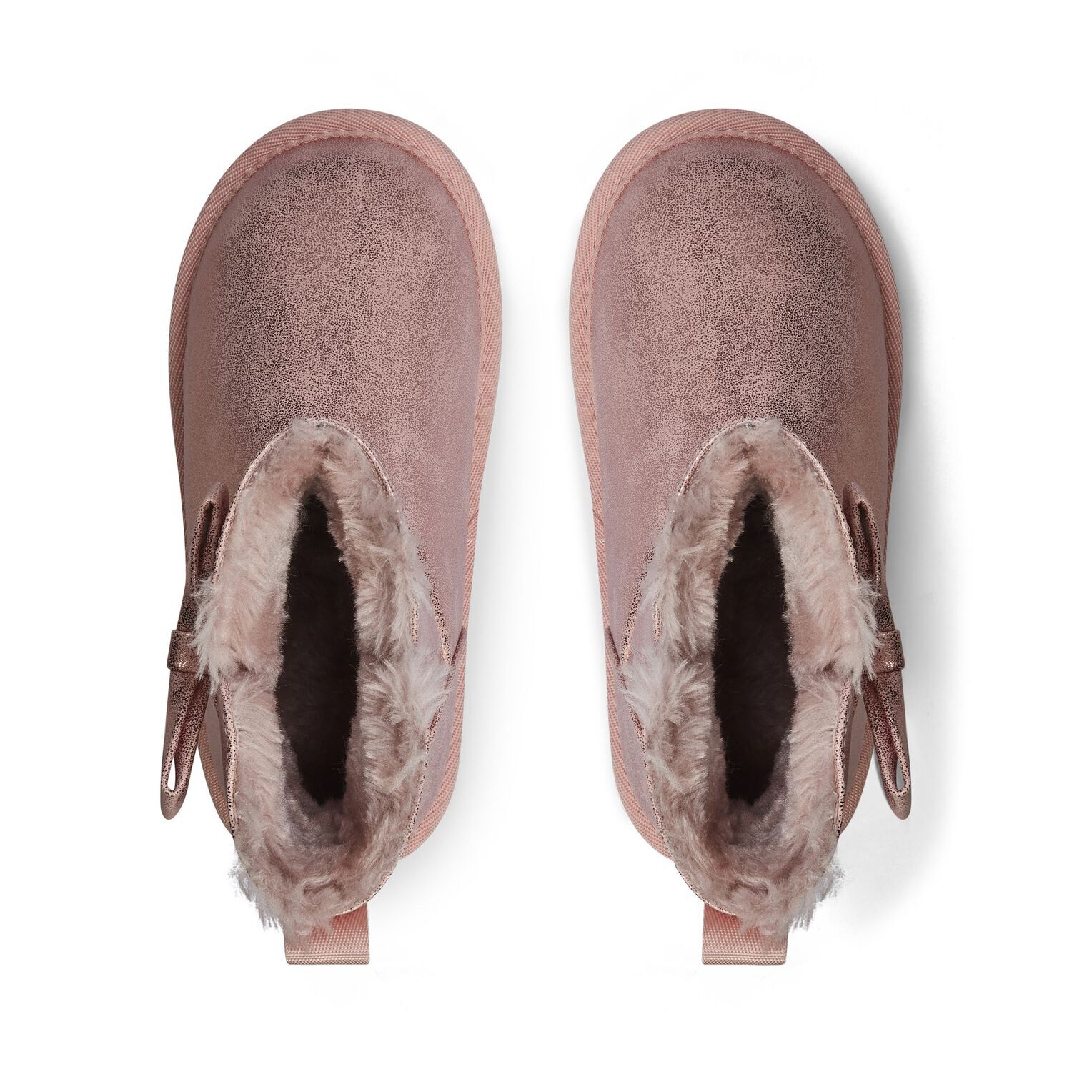 Girls Metallic Pink Faux Leather Bow Boots, 2, hi-res