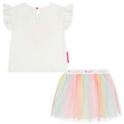 Girls White & Pink Tulle Skirt Set, 1, hi-res