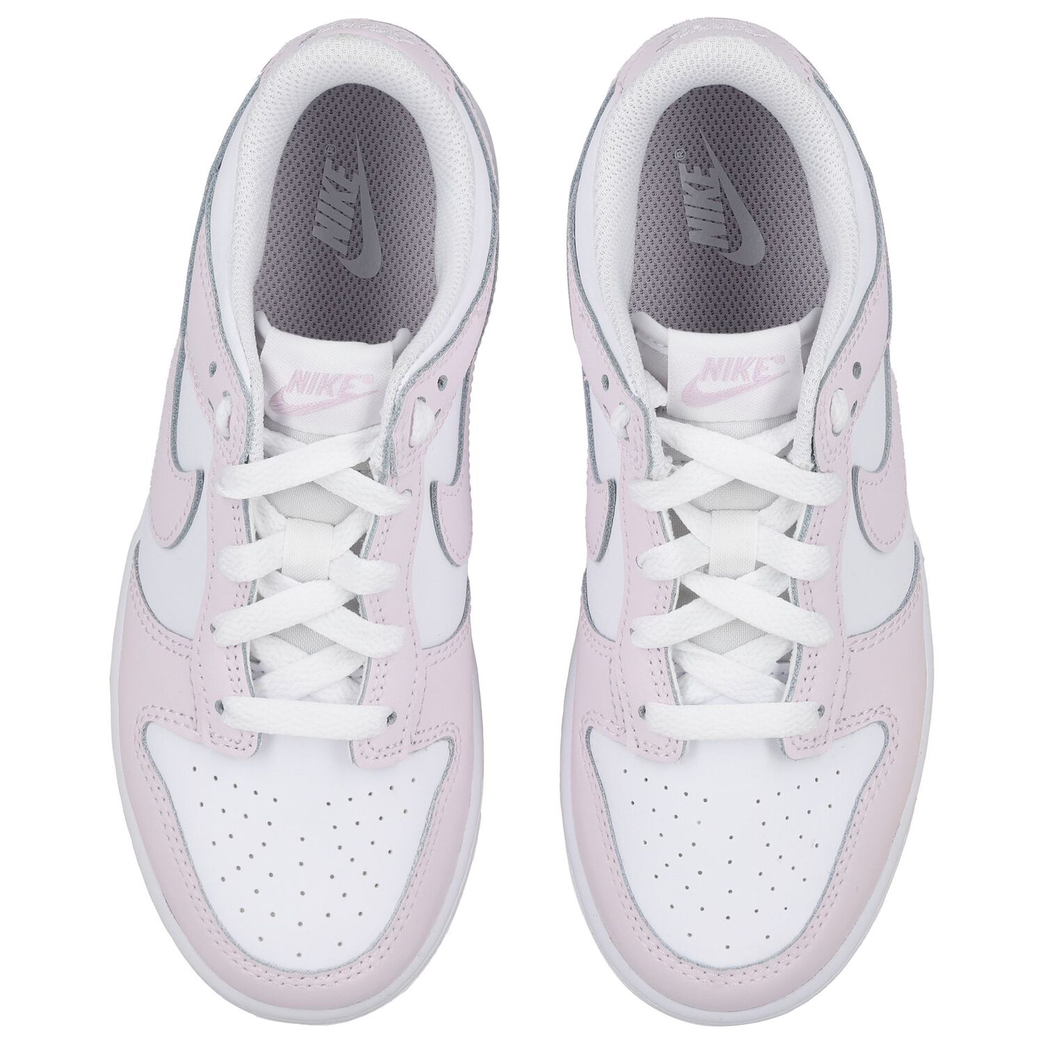 Girls White & Pink Dunk Low Trainers, 5, hi-res