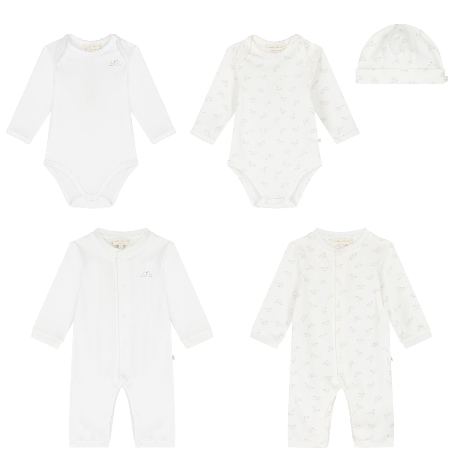 White Angel Wings Baby Romper Gift Set, 1, hi-res
