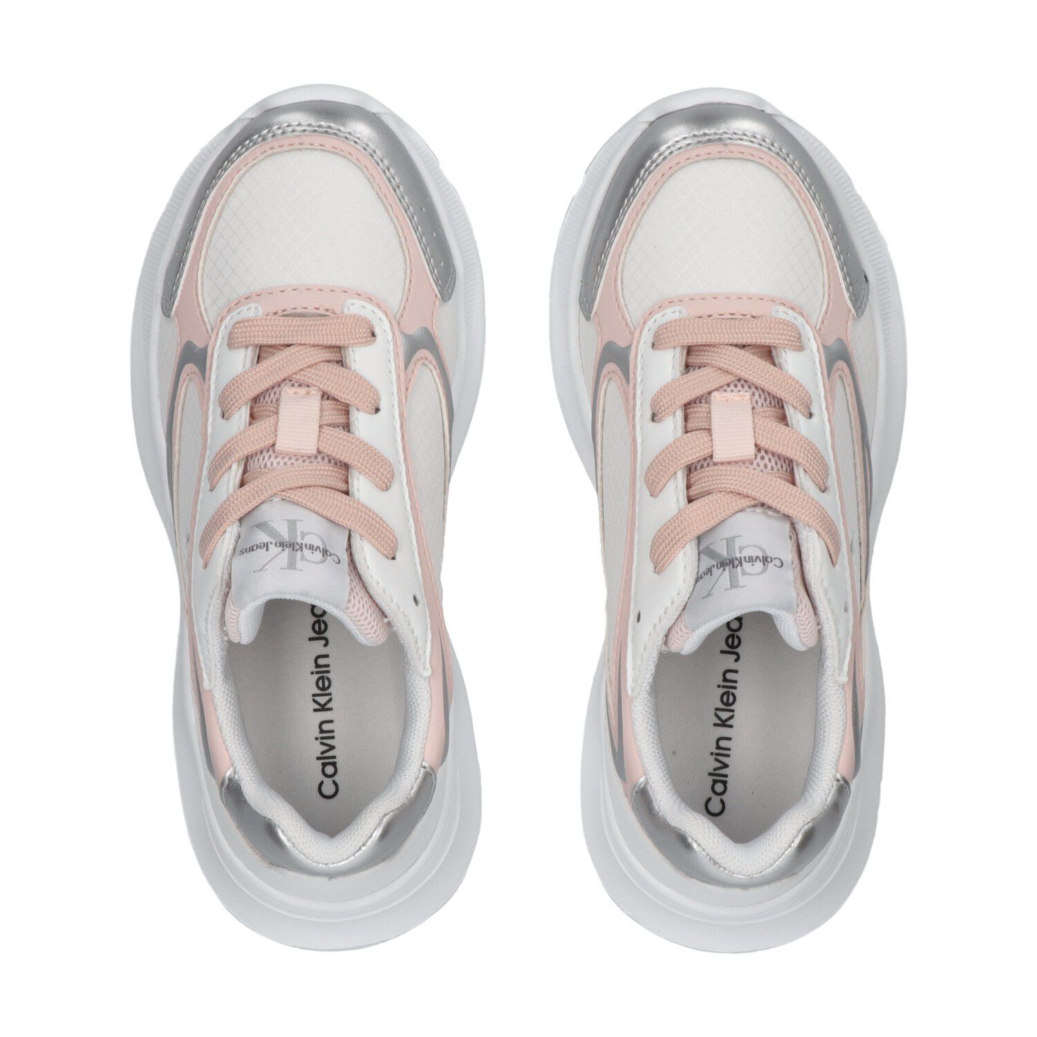 Girls White & Pink Logo Trainers, 1, hi-res