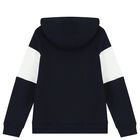Boys Navy Blue & White Logo Hooded Top, 3, hi-res