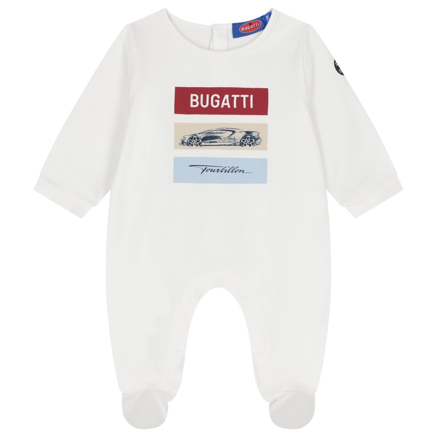 Baby Boys White Logo Babygrow, 1, hi-res