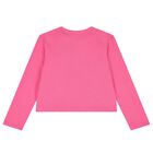 Girls Pink Logo Long Sleeve Top, 2, hi-res