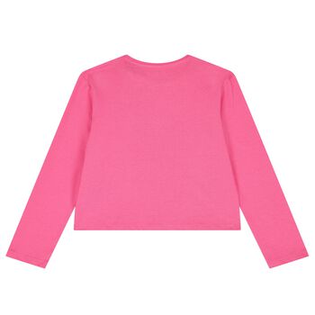 Girls Pink Logo Long Sleeve Top