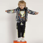 Boys Black & Green Logo Joggers, 1, hi-res