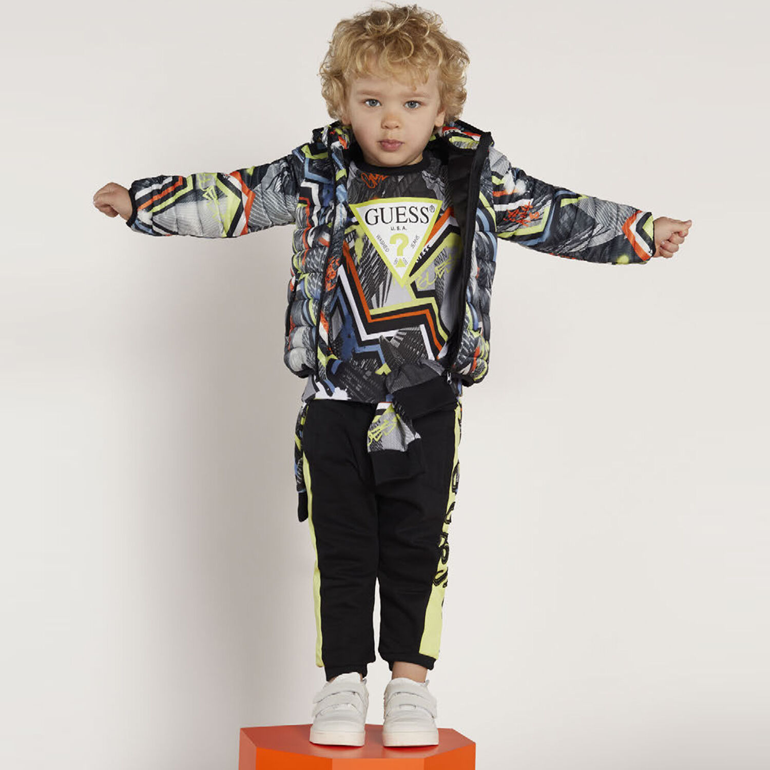 Boys Black & Green Logo Joggers, 1, hi-res image number null