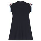 Girls Navy Blue Logo Polo Dress, 1, hi-res