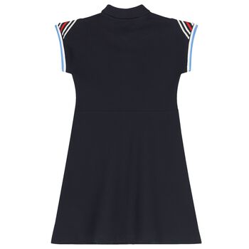 Girls Navy Blue Logo Polo Dress