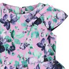 Girls Lilac Floral Satin Dress, 1, hi-res