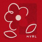 Younger Girls Red Flower Long Sleeve Top, 3, hi-res