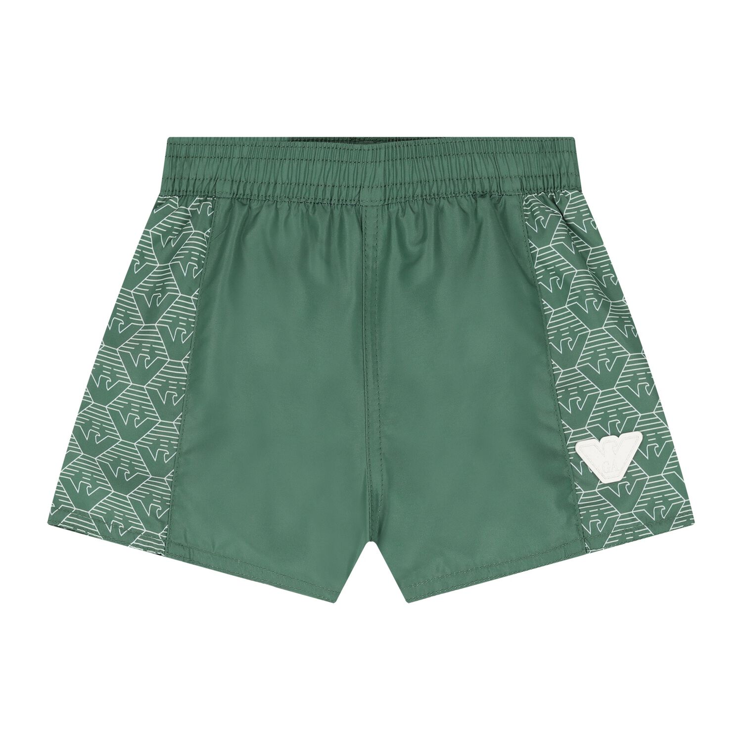 Baby Boys Green Logo Swim Shorts, 1, hi-res