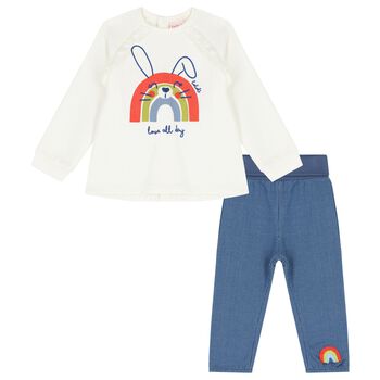 Baby Girls Ivory & Blue Tracksuit