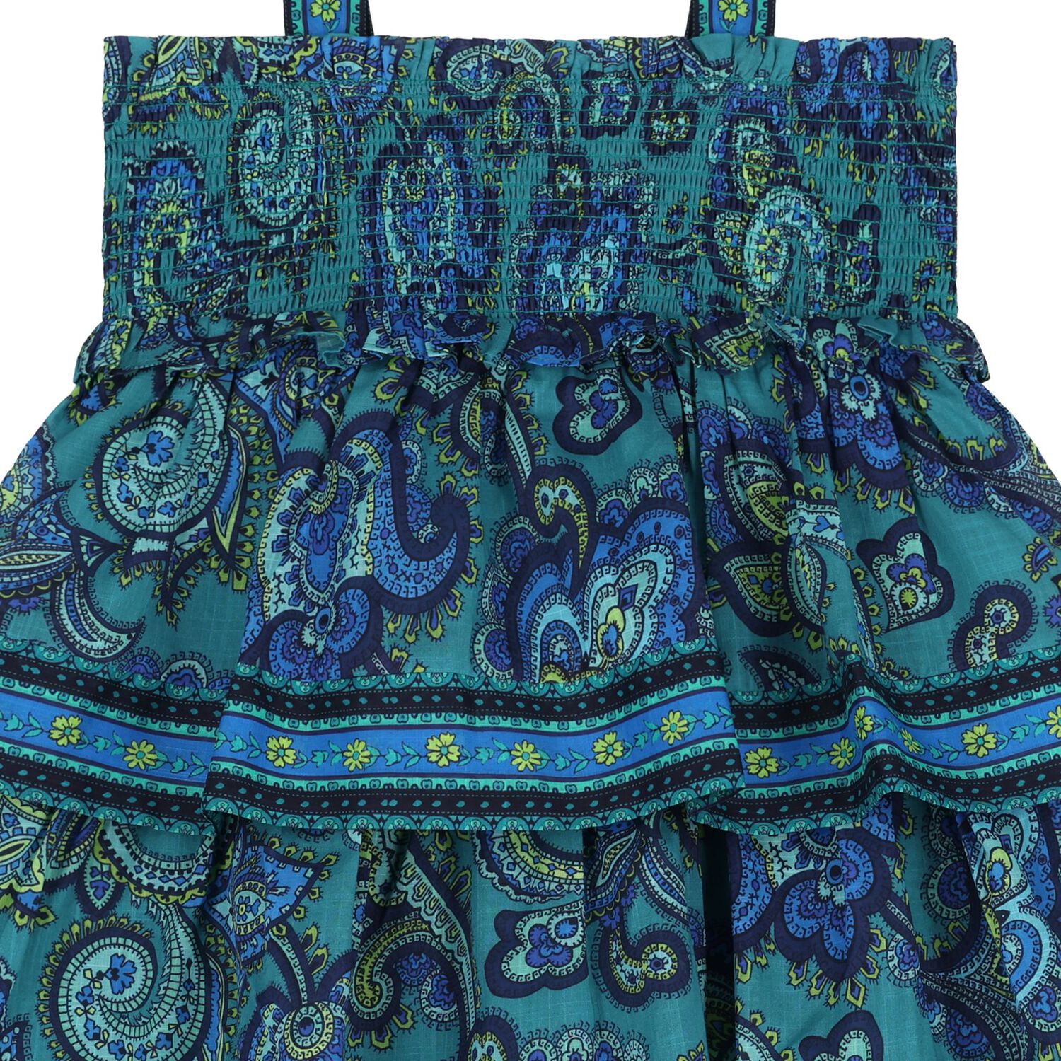 Girls Blue & Green Paisley Dress , 1, hi-res