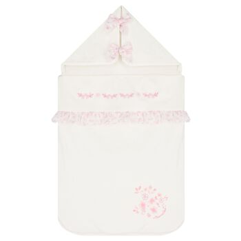 Baby Girls Ivory & Pink Floral Bow Nest