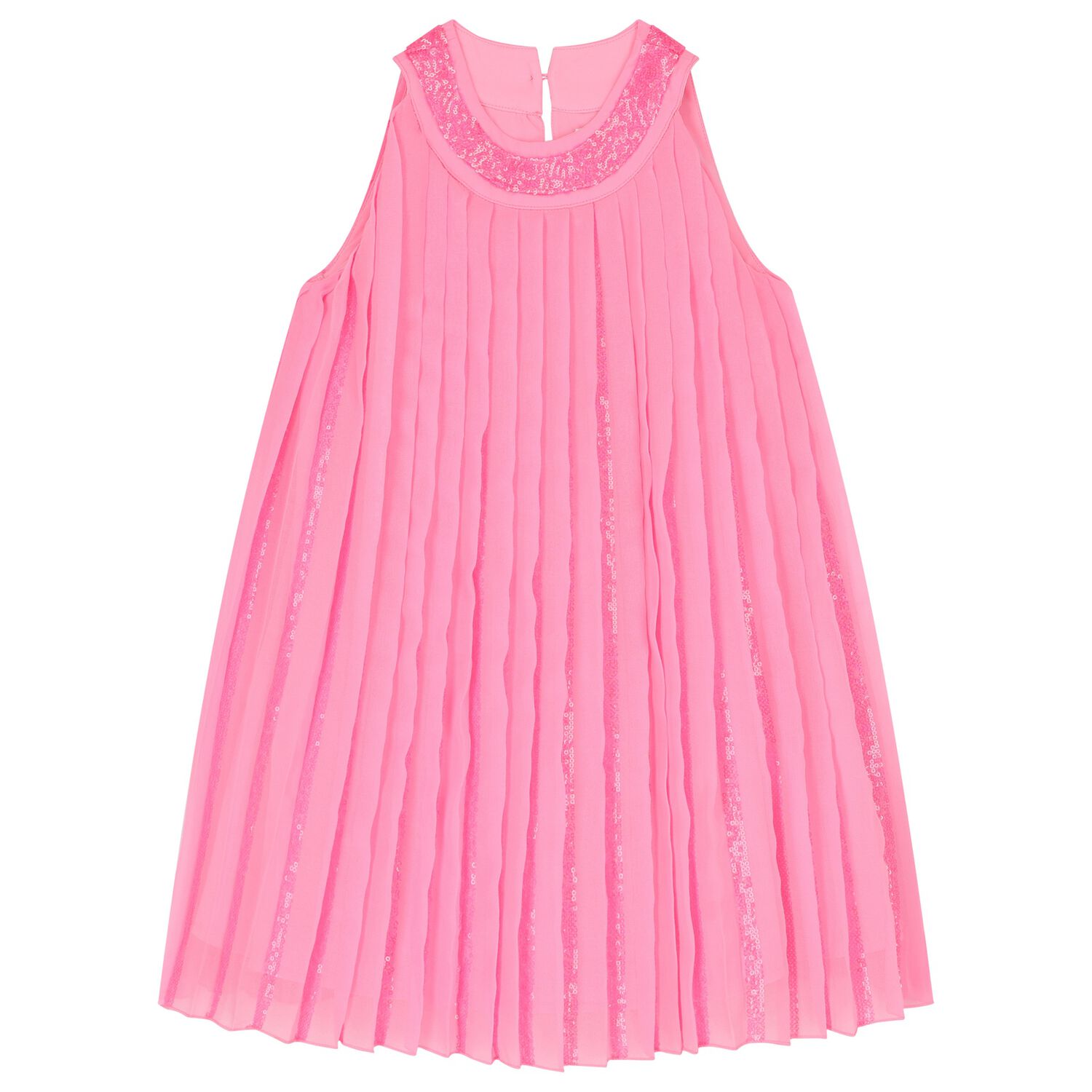 Girls Pink Chiffon Pleated Dress, 1, hi-res image number null