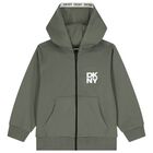 Green Logo Hooded Zip Up Top, 2, hi-res