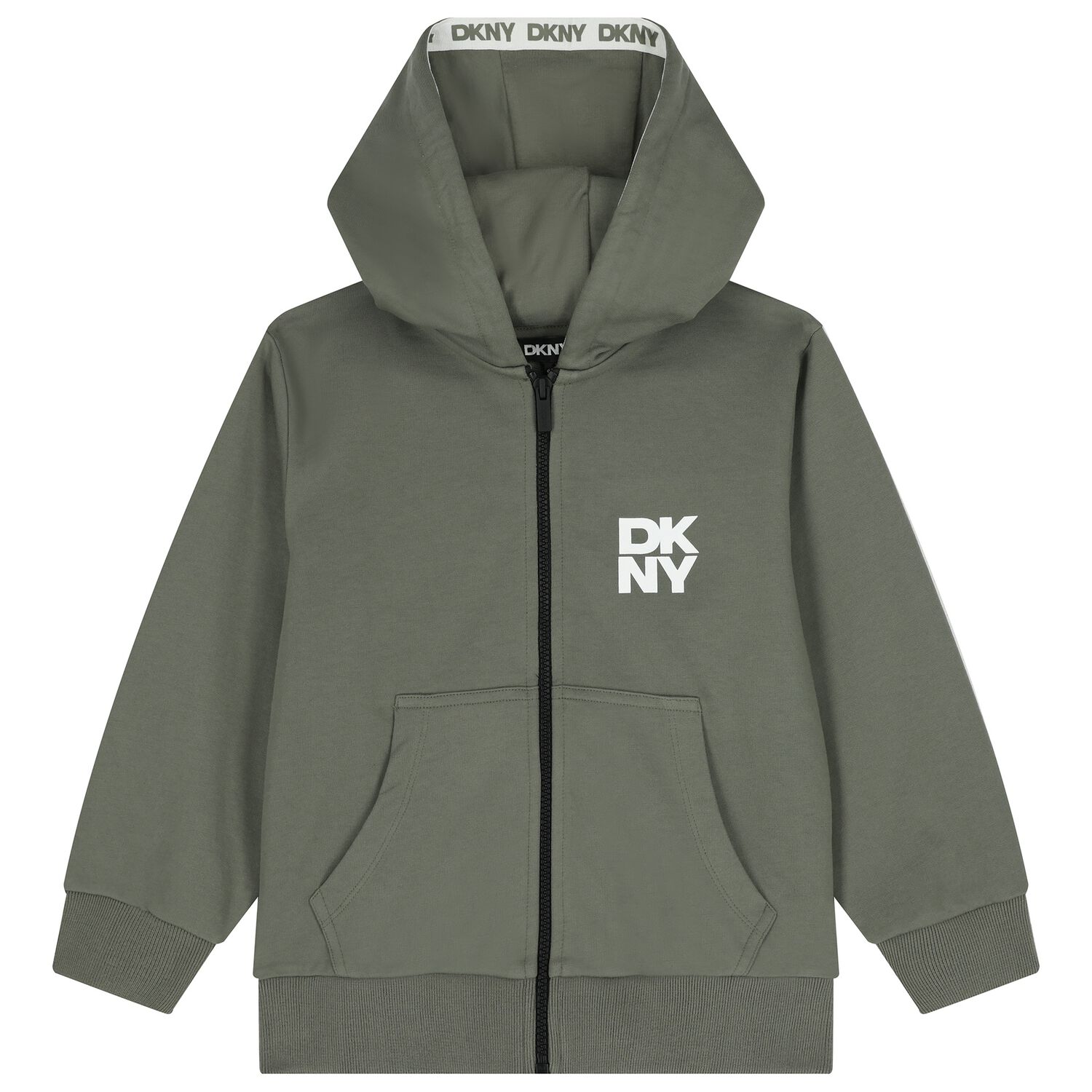 Green Logo Hooded Zip Up Top, 2, hi-res