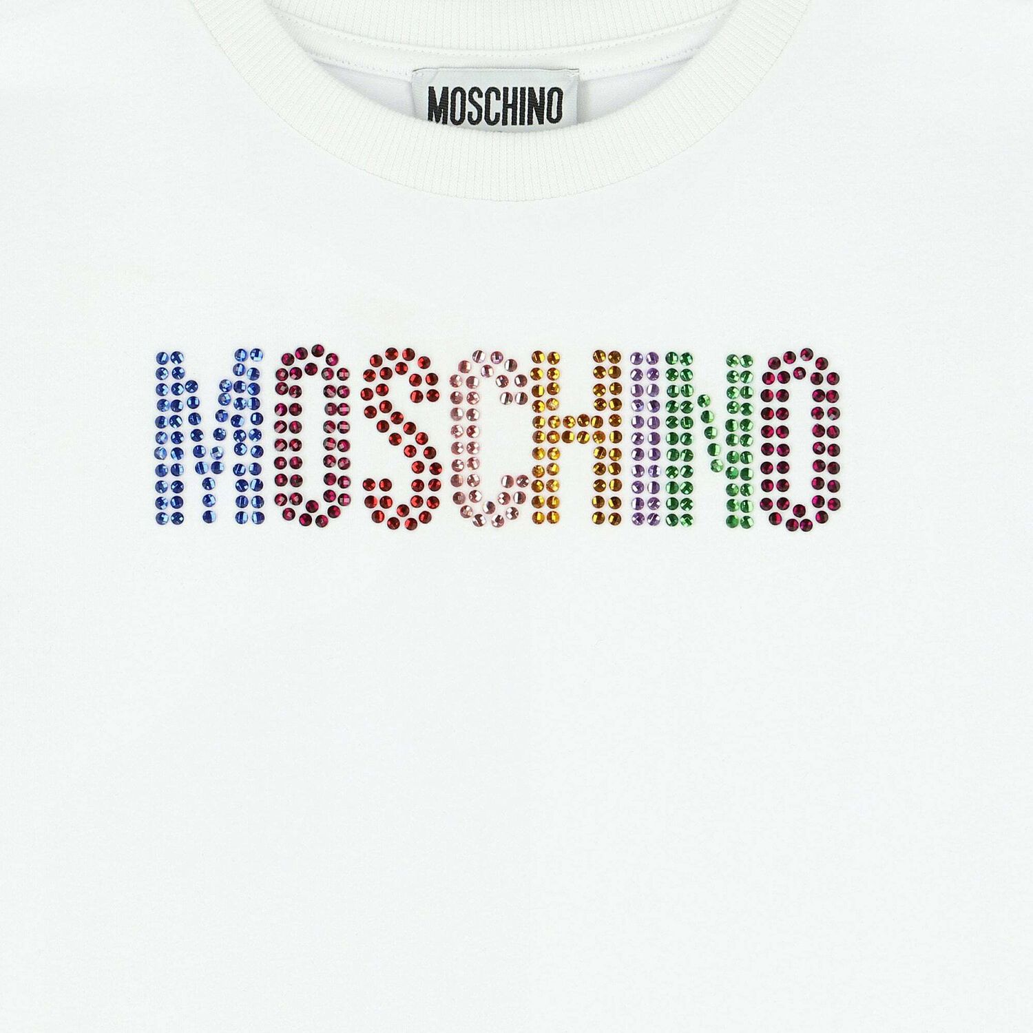 Girls White Diamante Logo T-Shirt, 1, hi-res