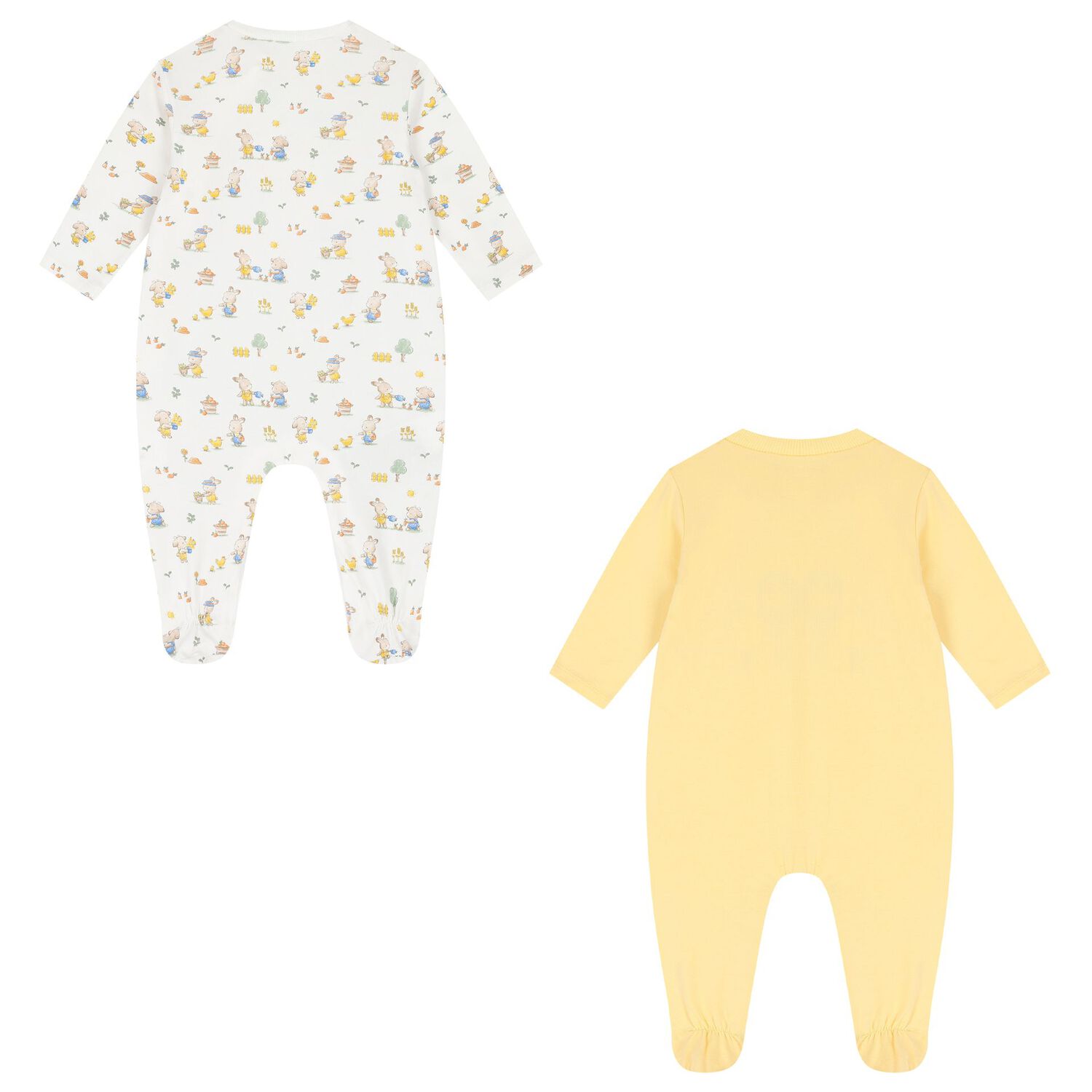 Ivory & Yellow Bunny Babygrows ( 2-Pack ), 3, hi-res