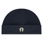 Boys Navy Blue & Gold Babygrow, Hat & Bib Gift Set, 1, hi-res