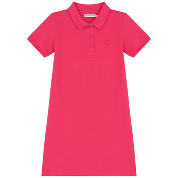 Girls Pink Logo Polo Dress
