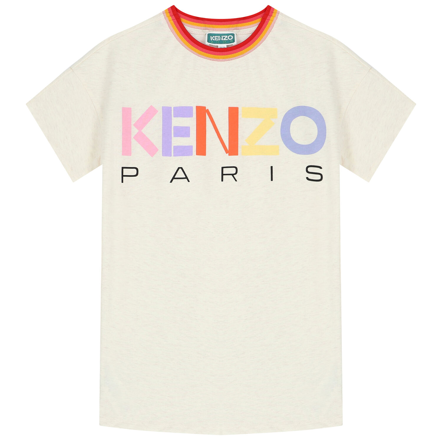 Girls Beige Logo Dress, 1, hi-res