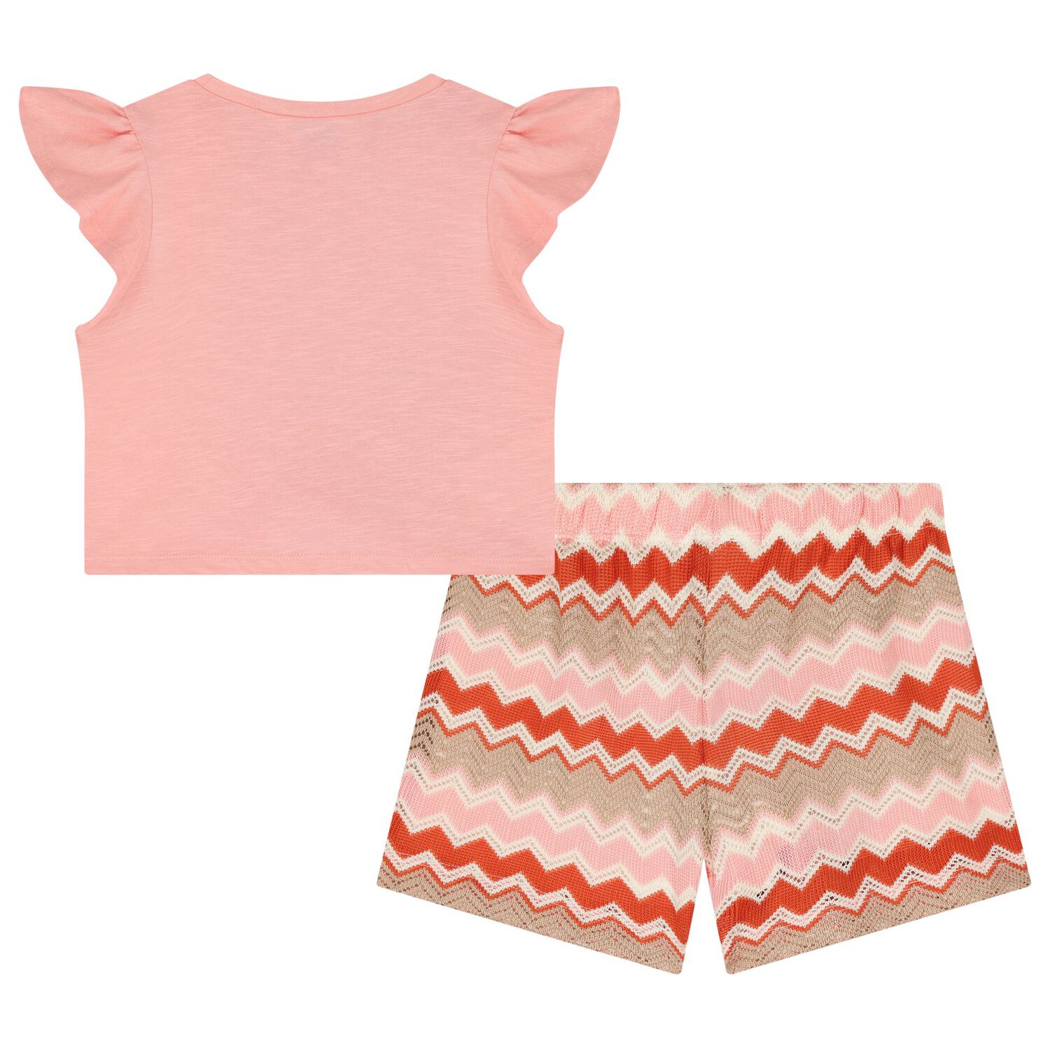 Girls Pink Zigzag Shorts Set, 1, hi-res image number null