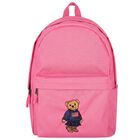 Girls Pink Canvas Polo Bear Backpack ( 44cm ), 1, hi-res