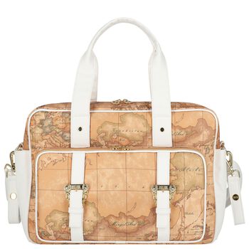 Beige & White Geo Map Baby Changing Bag