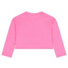 Girls Pink Cat Long Sleeve Top, 1, hi-res