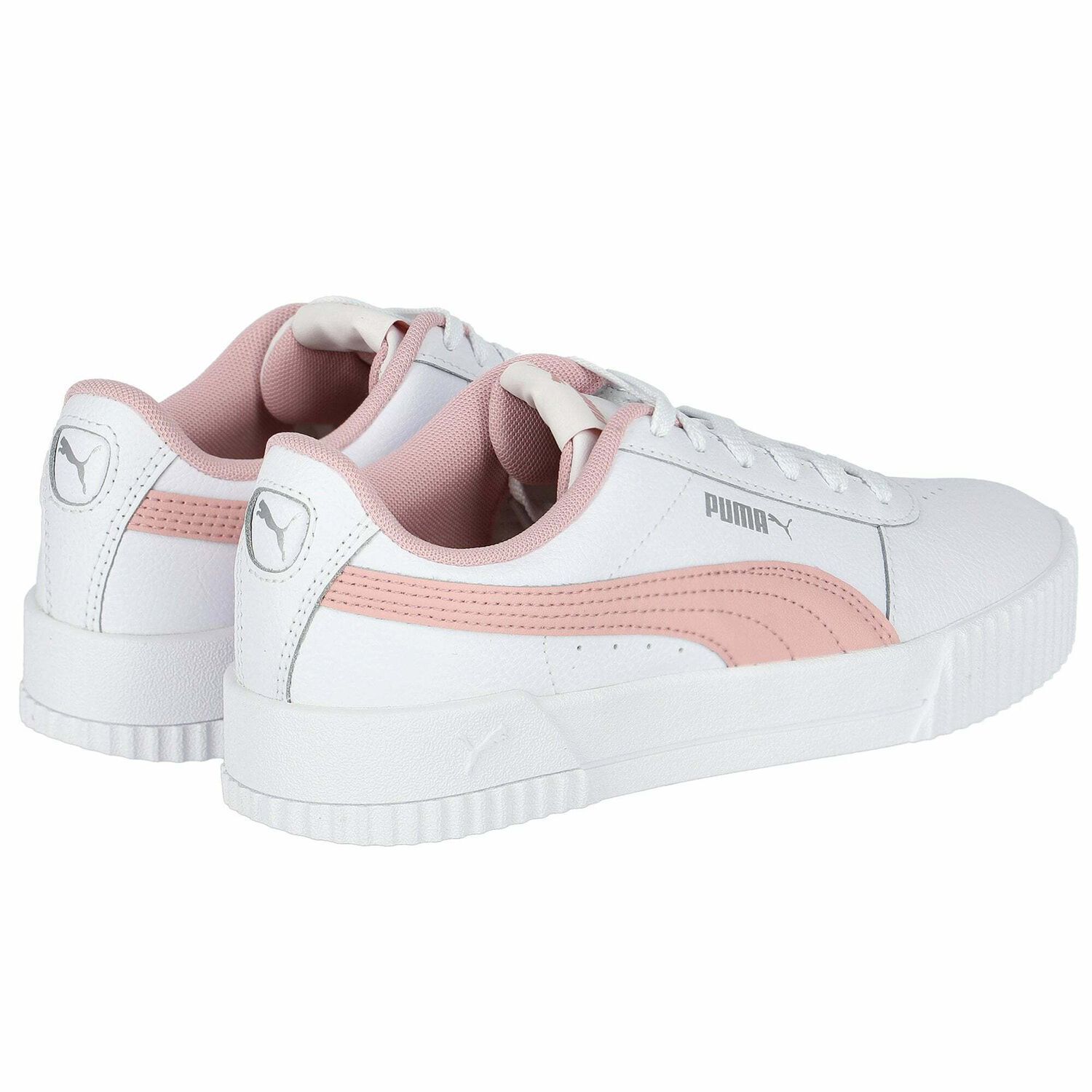 Girls White & Pink Logo Trainers, 1, hi-res image number null