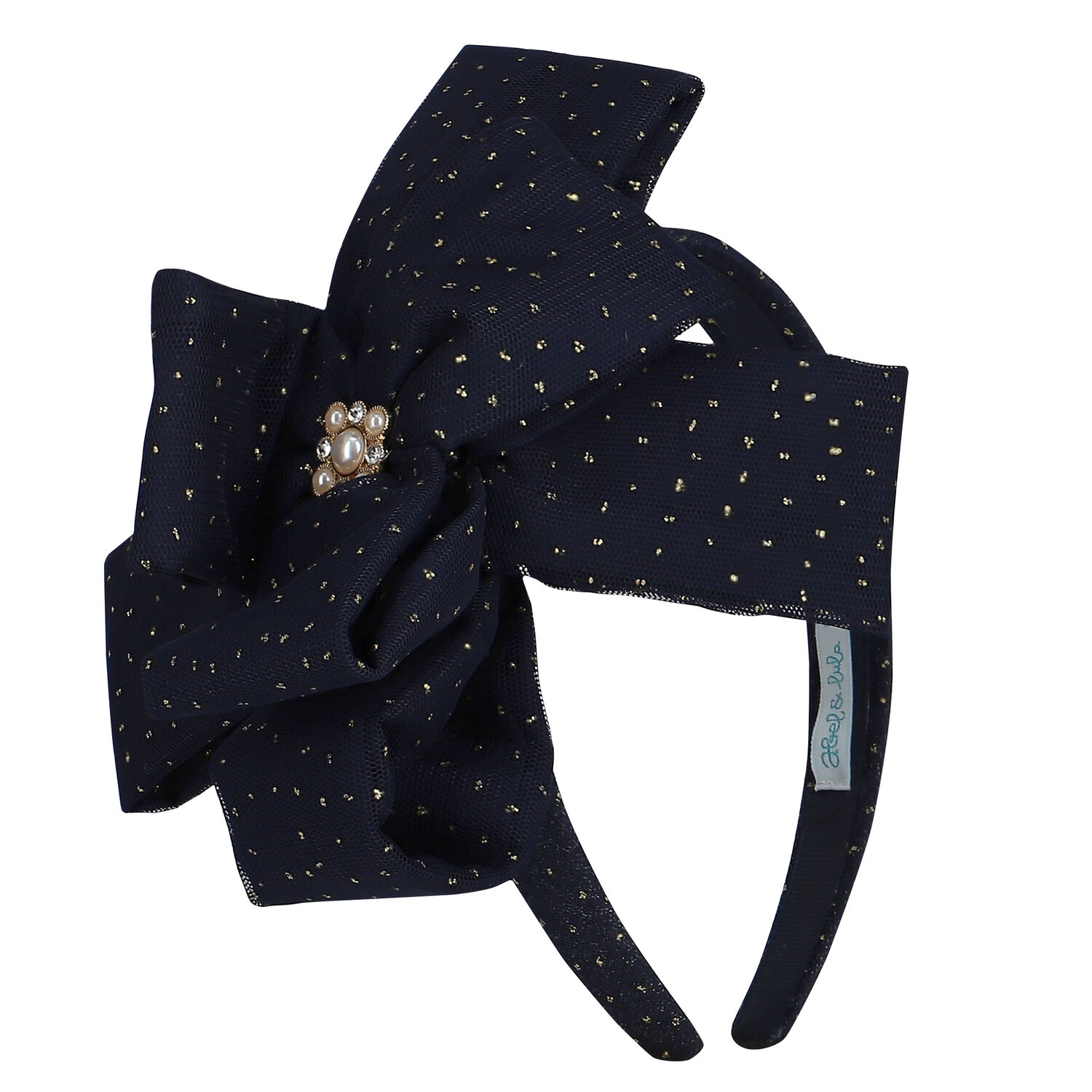 Girls Navy Blue & Gold Headband, 1, hi-res image number null