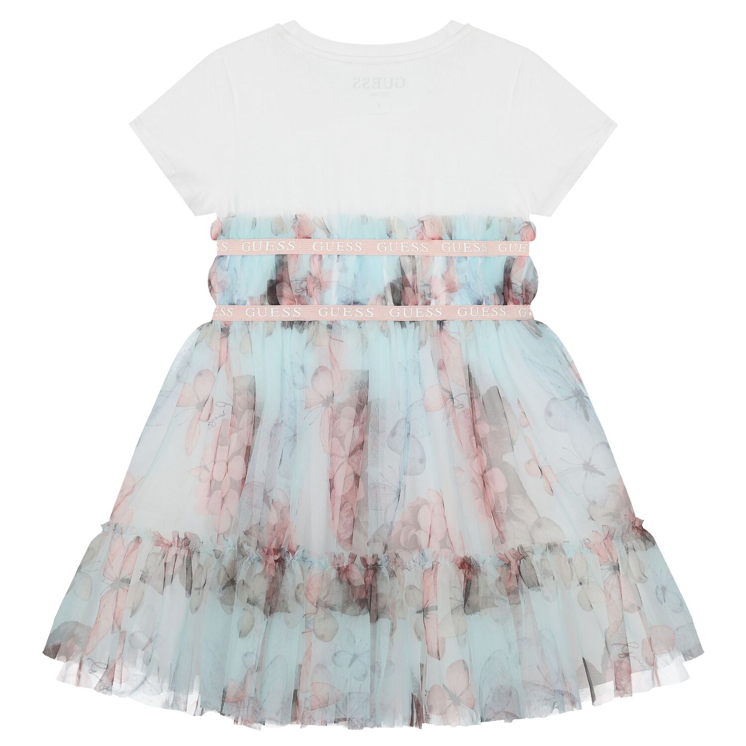 Girls White & Green Logo Tulle Dress, 1, hi-res image number null