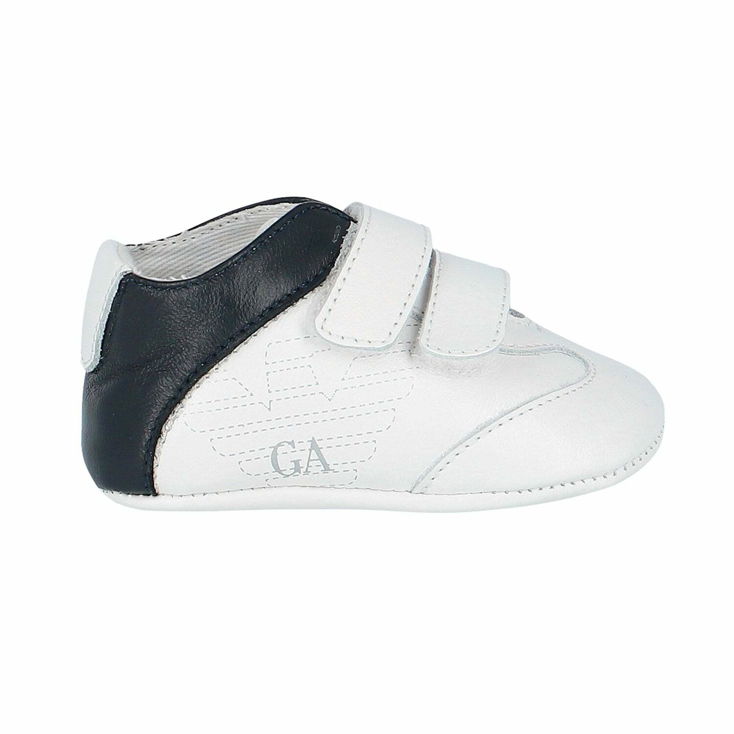 Baby Boys White & Navy Logo Pre Walker Shoes, 1, hi-res