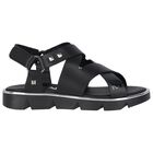 Girls Black Logo Sandals, 1, hi-res