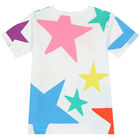 Girls White Stars Logo T-Shirt, 1, hi-res