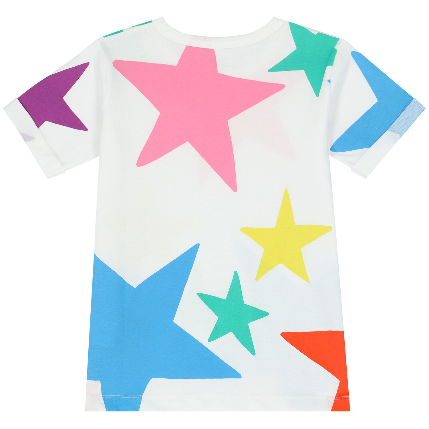 Girls White Stars Logo T-Shirt, 1, hi-res