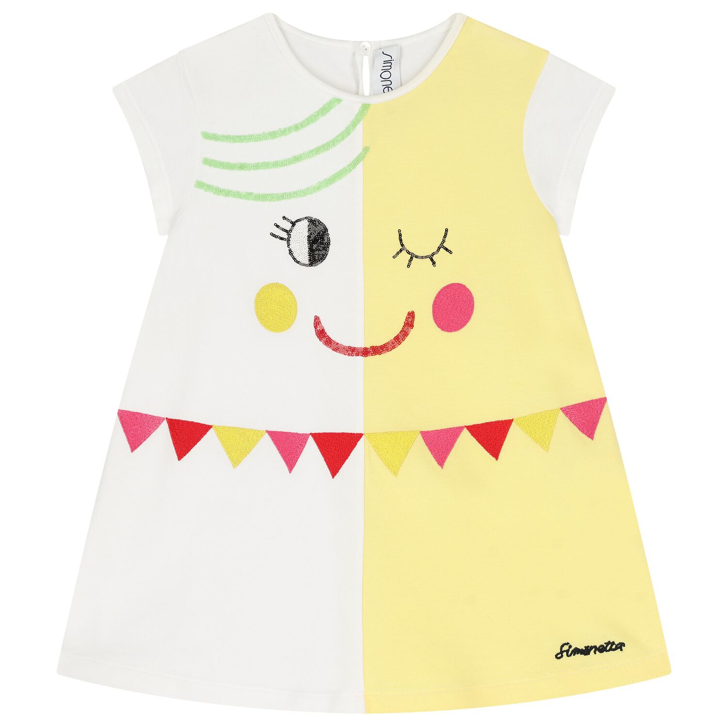 Girls White & Yellow Dress, 1, hi-res